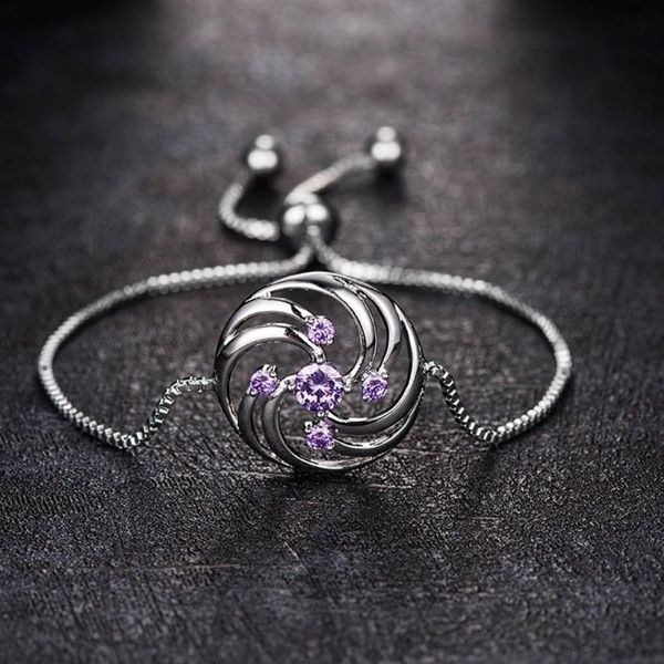 link, chain 1pc copper women bracelet purple zircon spiral petal shape bangle gift femme fashion elegant jewelry, Black
link, chain 1pc copper women bracelet purple zircon spiral petal shape bangle gift femme fashion elegant jewelry, Black