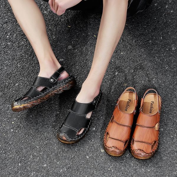 summer men sandals genuine leather men casual shoes handmade slip-on beach shoes outdoor fashion men slippers zapatos de hombre, Black
summer men sandals genuine leather men casual shoes handmade slip-on beach shoes outdoor fashion men slippers zapatos de hombre, Black