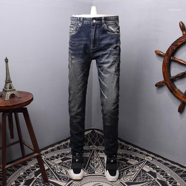 fashion streetwear men jeans dark blue destroyed ripped slim fit cotton denim pants vintage designer1
fashion streetwear men jeans dark blue destroyed ripped slim fit cotton denim pants vintage designer1