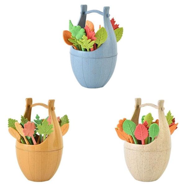 forks 16pcs/set fruit fork bucket leaves shaped dessert snack salad vegetable with holder accessories
forks 16pcs/set fruit fork bucket leaves shaped dessert snack salad vegetable with holder accessories