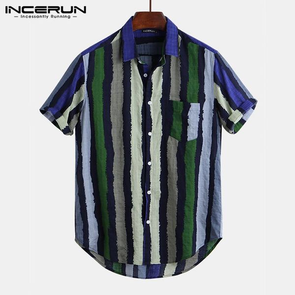 men's casual shirts incerun men striped shirt short sleeve streetwear retro breathable hawaiian 2021 camisa masculina s-5xl, White;black
men's casual shirts incerun men striped shirt short sleeve streetwear retro breathable hawaiian 2021 camisa masculina s-5xl, White;black
