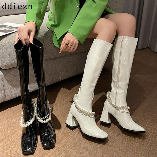 boots women's high heels punk shoes on rubber for women square toe female boot 2021 autumn pearl chain, Black
boots women's high heels punk shoes on rubber for women square toe female boot 2021 autumn pearl chain, Black