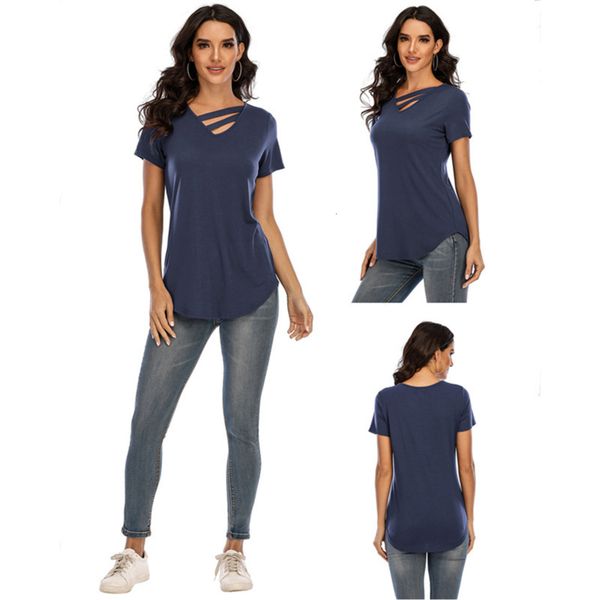 2021 new women's wear spring and summer solid short sleeve v-neck 2-piece decorative belt t-shirt, Black;gray
2021 new women's wear spring and summer solid short sleeve v-neck 2-piece decorative belt t-shirt, Black;gray