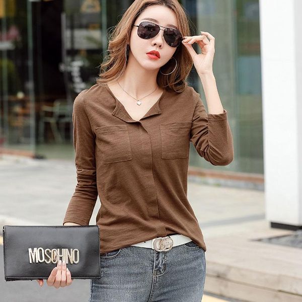 women's t-shirt ggright cotton tshirt v-neck long sleeve t shirt women 2021 full woman clothes pockets tee femme camisetas mujer, White
women's t-shirt ggright cotton tshirt v-neck long sleeve t shirt women 2021 full woman clothes pockets tee femme camisetas mujer, White