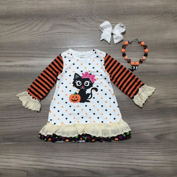 fall winter halloween girls girl dresses long sleeve pumpkin cat print pink lace dress with bow and necklace, Red;yellow
fall winter halloween girls girl dresses long sleeve pumpkin cat print pink lace dress with bow and necklace, Red;yellow