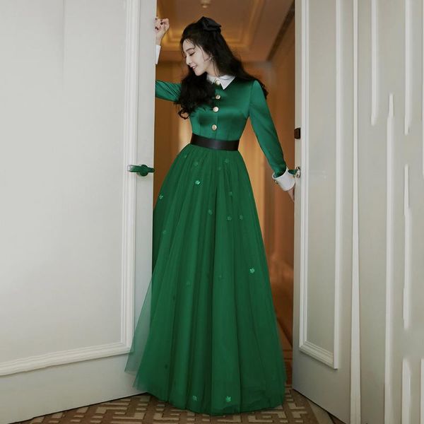 casual dresses green ball gown vintage dress women turn-down collar long sleeve buttons sequined floor-length maxi vestidos, Black;gray
casual dresses green ball gown vintage dress women turn-down collar long sleeve buttons sequined floor-length maxi vestidos, Black;gray