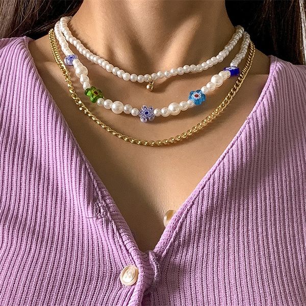 ethnic style glass flower beaded necklace imitation pearl metal clavicle chain multi layer european women party dress sweater chains jewelry, Silver
ethnic style glass flower beaded necklace imitation pearl metal clavicle chain multi layer european women party dress sweater chains jewelry, Silver