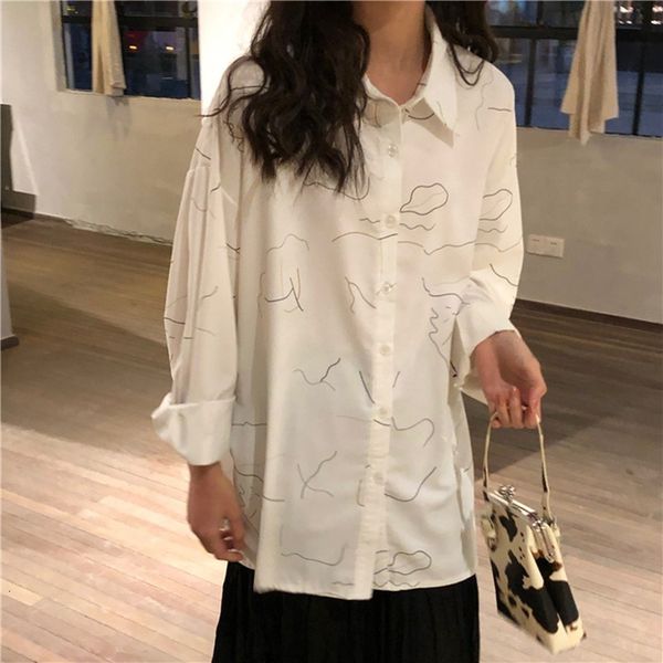 women's blouses & shirts vintage ins long sleeve geometric loose women shirt fashion casual female korean bndk, White
women's blouses & shirts vintage ins long sleeve geometric loose women shirt fashion casual female korean bndk, White