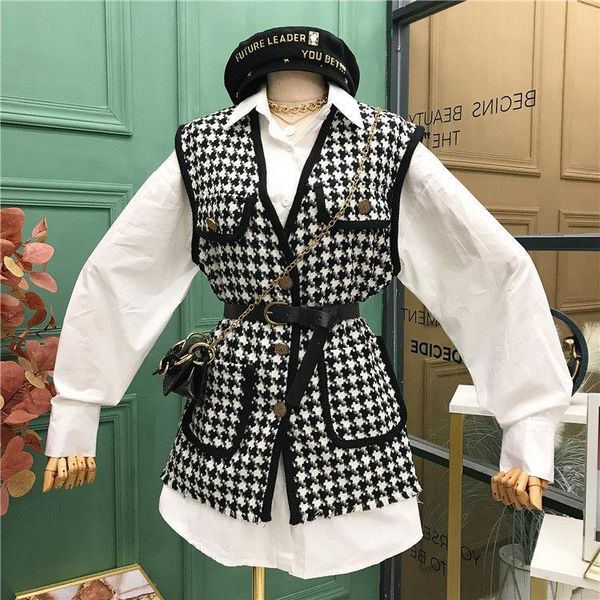 autumn waist thousand bird lattice small fragrance tweed jacket women's jackets, Black;brown
autumn waist thousand bird lattice small fragrance tweed jacket women's jackets, Black;brown