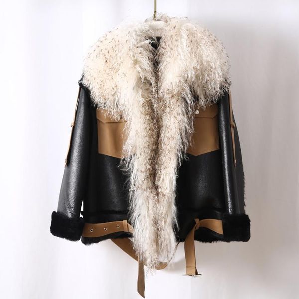 women's fur & faux oftbuy 2021 real natural mongolia sheep collar winter jacket women double-faced merino genuine leather belt coat, Black
women's fur & faux oftbuy 2021 real natural mongolia sheep collar winter jacket women double-faced merino genuine leather belt coat, Black