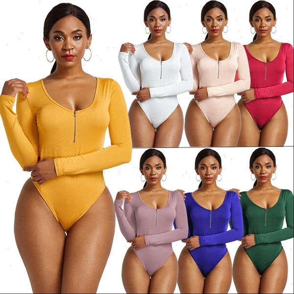 autumn long sleeve o womens jumpsuit neck zipper bodysuits solid color tight club party bodycon romper female plus size, Black;white
autumn long sleeve o womens jumpsuit neck zipper bodysuits solid color tight club party bodycon romper female plus size, Black;white