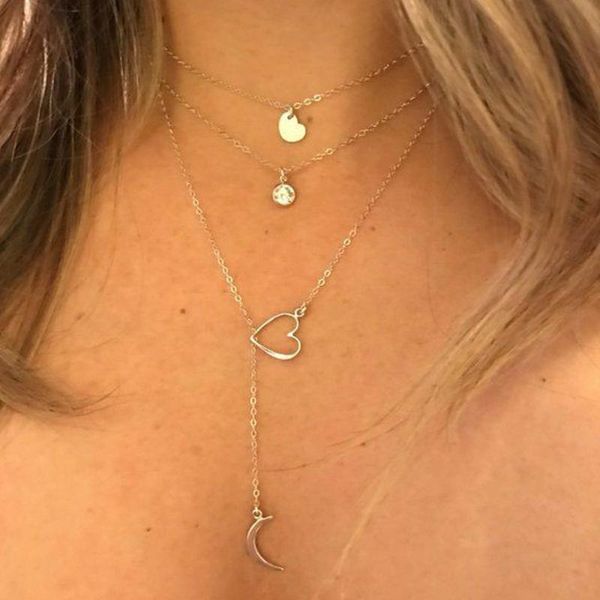 pendant necklaces alyxuy trendy simple heart moon necklace gold color cute romantic tiny multilayer long chain girl women jewelry, Silver
pendant necklaces alyxuy trendy simple heart moon necklace gold color cute romantic tiny multilayer long chain girl women jewelry, Silver