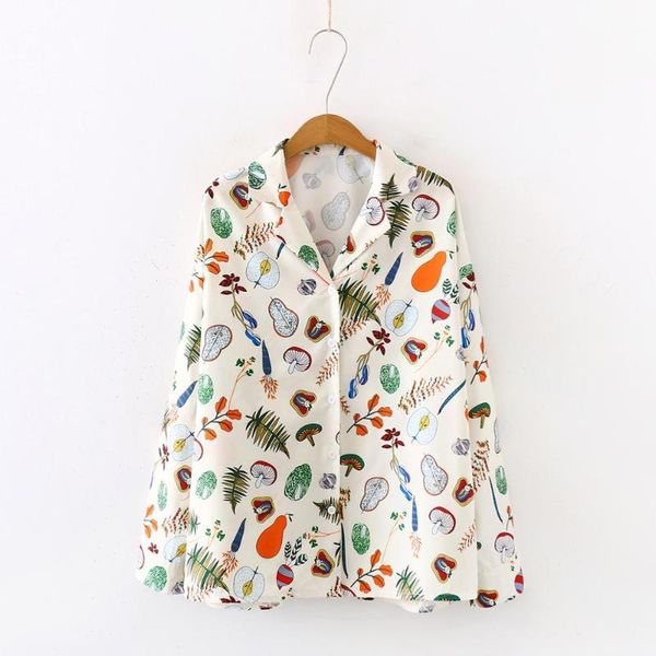 women's blouses & shirts kawaii pretty fruit vegetable print notched shirt lapel oversized chiffon button up apricot casual chic blouse, White
women's blouses & shirts kawaii pretty fruit vegetable print notched shirt lapel oversized chiffon button up apricot casual chic blouse, White