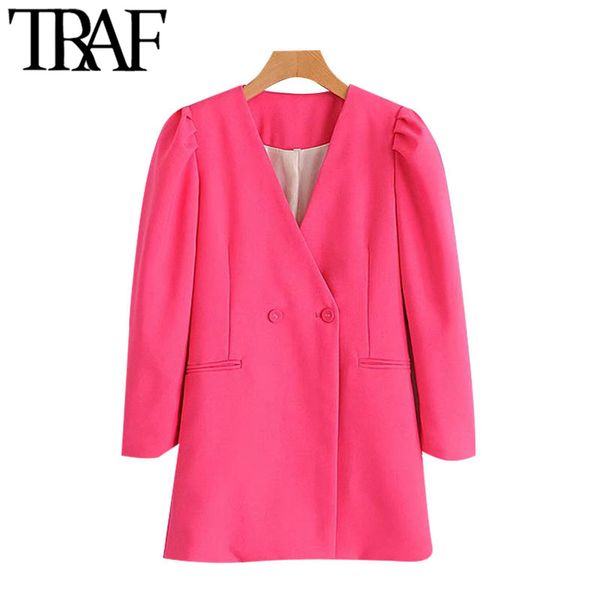 traf women fashion double breasted long style blazers coat vintage v neck puff sleeve female outerwear chic 210415, Black;brown
traf women fashion double breasted long style blazers coat vintage v neck puff sleeve female outerwear chic 210415, Black;brown