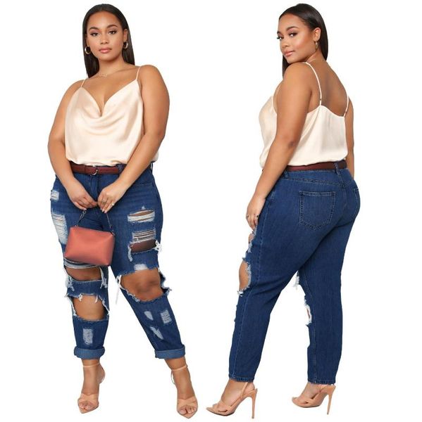 est women nightclub solid ripped jeans lady's plus size high waist hollow out tassels pencil denim pants 2021 autumn women's, Blue
est women nightclub solid ripped jeans lady's plus size high waist hollow out tassels pencil denim pants 2021 autumn women's, Blue