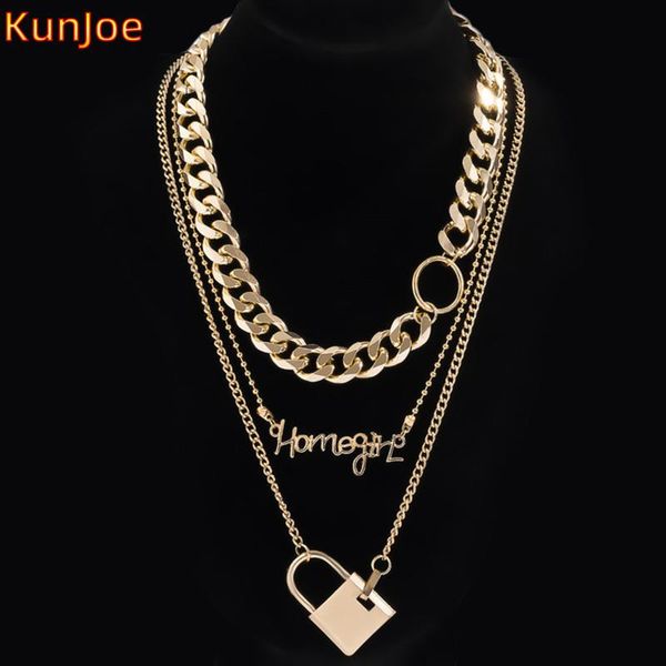 pendant necklaces kunjoe lock necklace for men multilayer metal chain gold color charm rock choker hip hop jewelry, Silver
pendant necklaces kunjoe lock necklace for men multilayer metal chain gold color charm rock choker hip hop jewelry, Silver