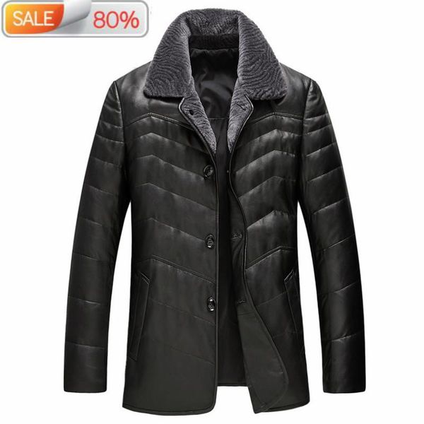 men's leather & faux genuine coat men duck down thick mens real sheepskin jacket winter jackets gsja32ab lwl1070, Black
men's leather & faux genuine coat men duck down thick mens real sheepskin jacket winter jackets gsja32ab lwl1070, Black