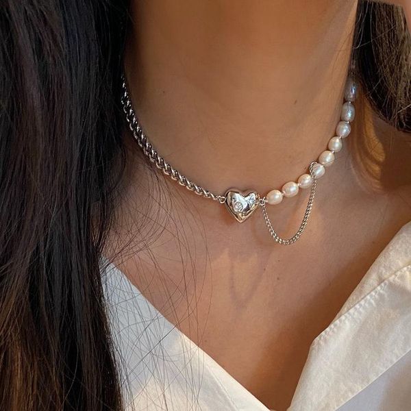 gothic baroque pearl heart pendant choker necklace for women wedding punk bead lariat gold color long chain chains, Silver
gothic baroque pearl heart pendant choker necklace for women wedding punk bead lariat gold color long chain chains, Silver
