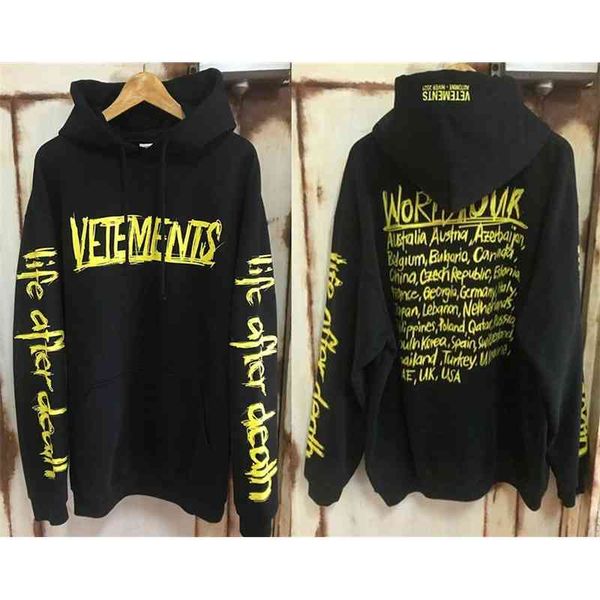 men's hoodies & sweatshirts yellow graffiti world tour vetements female male hoodie 1:1 embroidered pullovers with vtm sweaters, Black
men's hoodies & sweatshirts yellow graffiti world tour vetements female male hoodie 1:1 embroidered pullovers with vtm sweaters, Black
