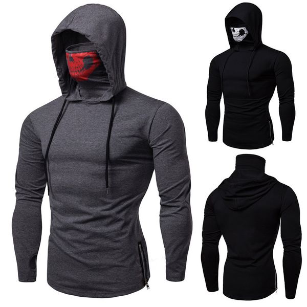 Male hooded shirt with skull mask strain ninja clothes tops long sweater, White;black
Male hooded shirt with skull mask strain ninja clothes tops long sweater, White;black