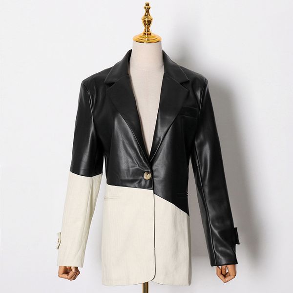 jacket winter fashions beautiful commuter street black and white contrast texture leather stitching of plutonium blazer women's, Black;brown
jacket winter fashions beautiful commuter street black and white contrast texture leather stitching of plutonium blazer women's, Black;brown