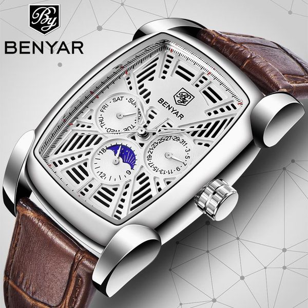wristwatches 2021 benyar quartz men's watches fashion casual waterproof wristwatch business leather clock relogio masculino, Slivery;brown
wristwatches 2021 benyar quartz men's watches fashion casual waterproof wristwatch business leather clock relogio masculino, Slivery;brown
