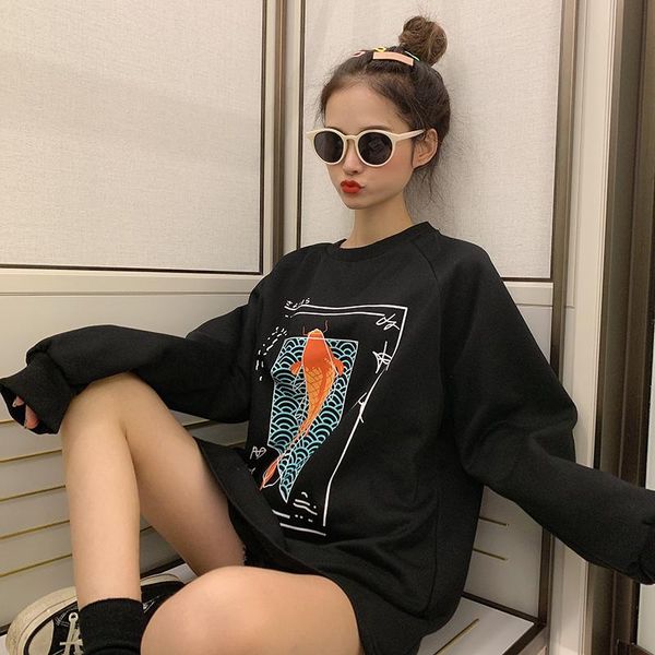 women's hoodies & sweatshirts fish print fashion casual o-neck long sleeve loose harajuku korean style clothing ulzzang women, Black
women's hoodies & sweatshirts fish print fashion casual o-neck long sleeve loose harajuku korean style clothing ulzzang women, Black