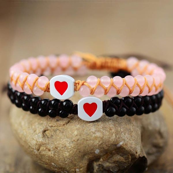 couples heart charm bracelets pink black stone string braided macrame friendship wrap bracelet femme lovers anniversary jewelry, Golden;silver
couples heart charm bracelets pink black stone string braided macrame friendship wrap bracelet femme lovers anniversary jewelry, Golden;silver