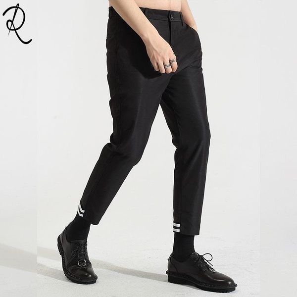 men's pants fall wear british impact yarn-dyed ribbon with rolled edges casual men slim tapered nine-point trousers, Black
men's pants fall wear british impact yarn-dyed ribbon with rolled edges casual men slim tapered nine-point trousers, Black