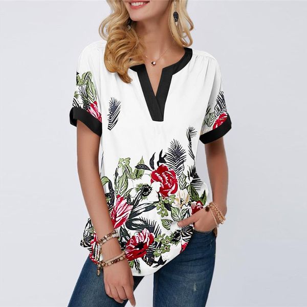 women's t-shirt women floral printed summer tees plus size s-5xl fashion short sleeve loose female v-neck casual streetwear, White
women's t-shirt women floral printed summer tees plus size s-5xl fashion short sleeve loose female v-neck casual streetwear, White