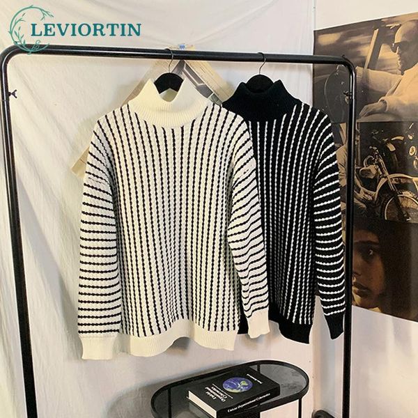 men's sweaters casual striped sweater korean spring and autumn trend loose versatile for women bf clothing, White;black
men's sweaters casual striped sweater korean spring and autumn trend loose versatile for women bf clothing, White;black