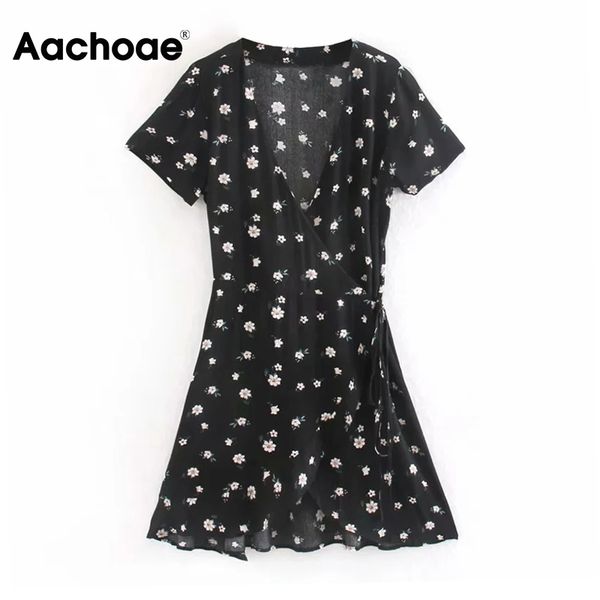 aachoae summer floral print wrap mini dress women v neck boho beach dress casual short sleeve vintage dresses robe femme 210413, Black;gray
aachoae summer floral print wrap mini dress women v neck boho beach dress casual short sleeve vintage dresses robe femme 210413, Black;gray