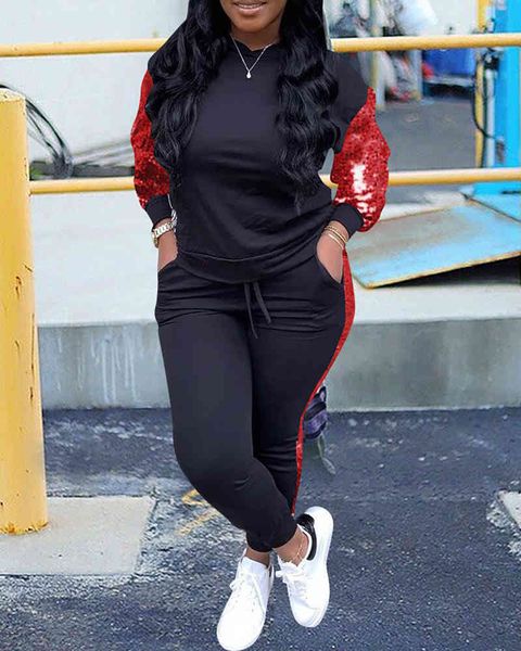 winter autumn women elegant 2pcs suit sets femee sequins long sleeve & drawstring waist pants set ladies sport outfits 210415, White
winter autumn women elegant 2pcs suit sets femee sequins long sleeve & drawstring waist pants set ladies sport outfits 210415, White