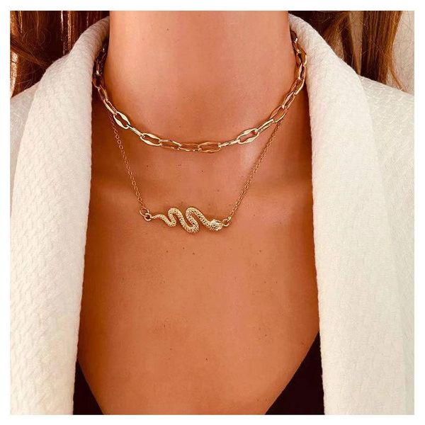 pendant necklaces fashion punk style snake necklace for women vintage personality multi-storey golden female classic jewelry, Silver
pendant necklaces fashion punk style snake necklace for women vintage personality multi-storey golden female classic jewelry, Silver