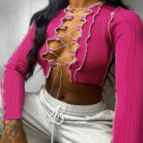 women's t-shirt hollow out bandage women neon color ribbed knitting tee shirt female 2021 autumn club party street casual wear, White
women's t-shirt hollow out bandage women neon color ribbed knitting tee shirt female 2021 autumn club party street casual wear, White
