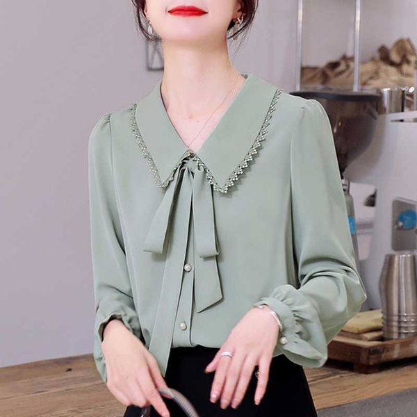 woman feminina women's vintage blouse fashion clothes 2021 spring bow chiffon long-sleeved shirts female d0162 blouses &, White
woman feminina women's vintage blouse fashion clothes 2021 spring bow chiffon long-sleeved shirts female d0162 blouses &, White