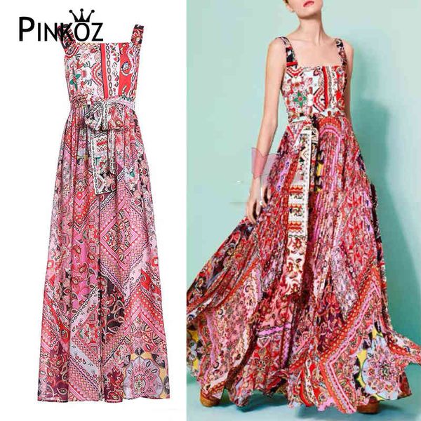 summer fashion chiffon designer bohemian vacation long dress women's spaghetti strap floral print a line za 210421, White
summer fashion chiffon designer bohemian vacation long dress women's spaghetti strap floral print a line za 210421, White