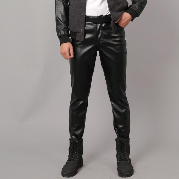 running pants 2021 spring and autumn men's sports leather slim stretch style fashion pu punk cosplay dance, Black;blue
running pants 2021 spring and autumn men's sports leather slim stretch style fashion pu punk cosplay dance, Black;blue