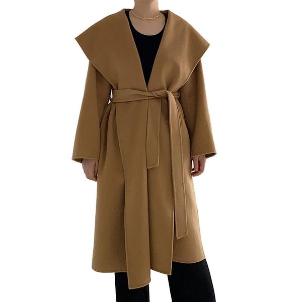women's wool & blends winter double face coat handmade fashion cashmere trench lady warm fur jackets s8751, Black
women's wool & blends winter double face coat handmade fashion cashmere trench lady warm fur jackets s8751, Black