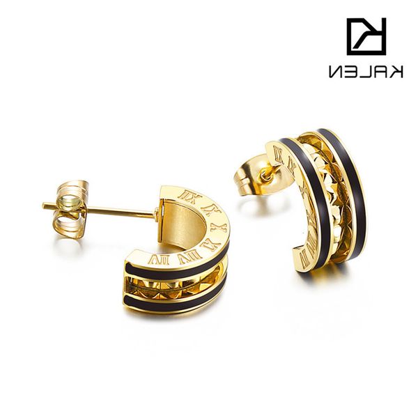 card wheel simple and compact c-shaped earrings fashion trend roman digital titanium steel earrings, Golden
card wheel simple and compact c-shaped earrings fashion trend roman digital titanium steel earrings, Golden