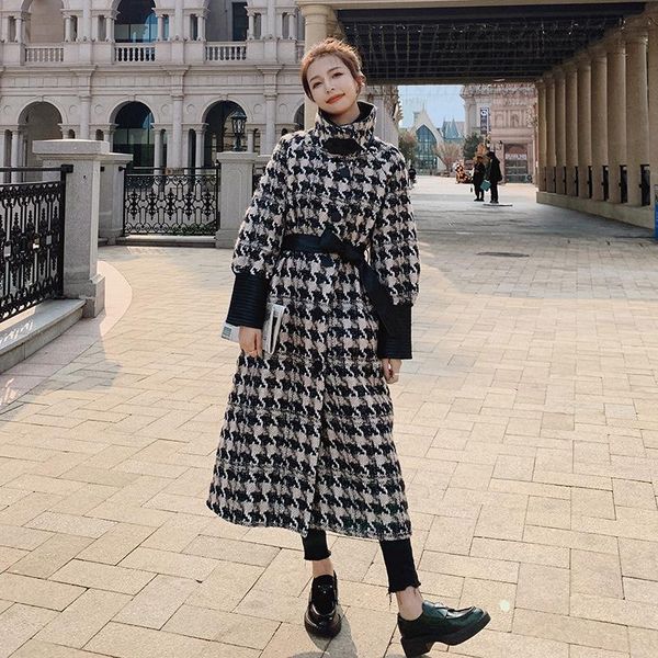 women's wool & blends stitching woolen plaid coat korean version 2021 autumn winter casual gentle all-match lady femme, Black
women's wool & blends stitching woolen plaid coat korean version 2021 autumn winter casual gentle all-match lady femme, Black