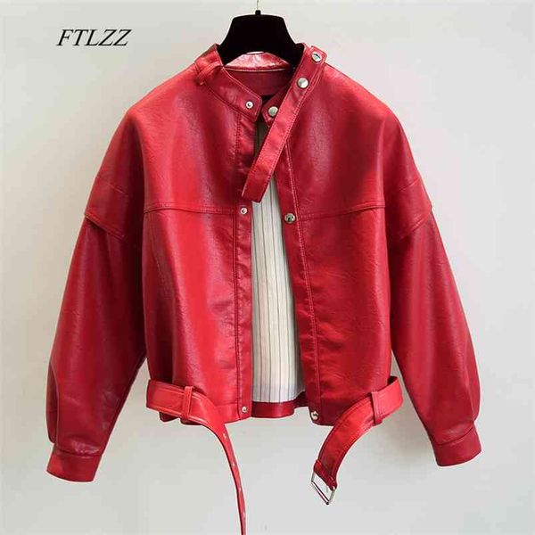women autumn faux soft leather loose jacket casual single breasted with belt overcoat female motorcycle outerwear 210430, Black
women autumn faux soft leather loose jacket casual single breasted with belt overcoat female motorcycle outerwear 210430, Black