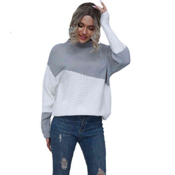 casual fashion temperament sweater women's winter 2021 color matching small stand collar, White;black
casual fashion temperament sweater women's winter 2021 color matching small stand collar, White;black