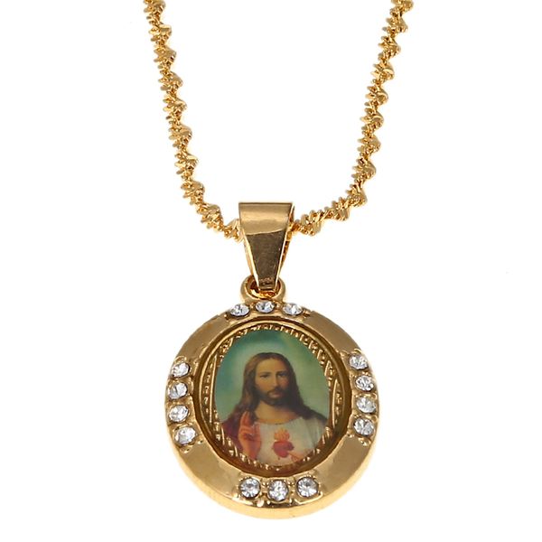 crystal jesus portrait necklace pendant women father cross necklace christian jewelry, Silver
crystal jesus portrait necklace pendant women father cross necklace christian jewelry, Silver