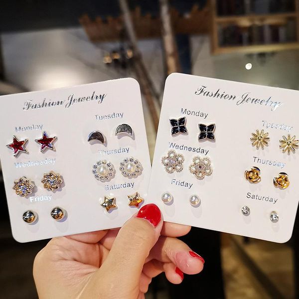 stud fashion simple one week earrings set female love stars moon flowers cute party daily accessories earings jewelry 2021, Golden;silver
stud fashion simple one week earrings set female love stars moon flowers cute party daily accessories earings jewelry 2021, Golden;silver