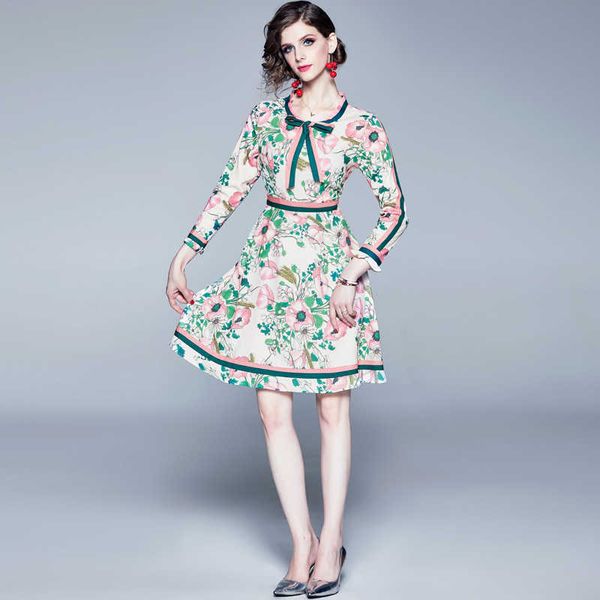 autumn fashion runway women's bow collar long sleeve multicolor floral print vintage elegant party dress 210529, Black;gray
autumn fashion runway women's bow collar long sleeve multicolor floral print vintage elegant party dress 210529, Black;gray