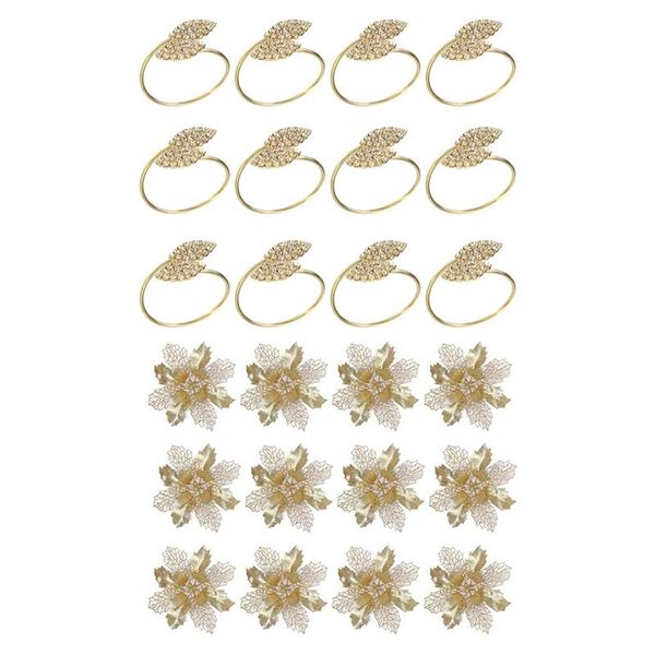 napkin rings ring, 12 pcs metal holder (leaf-gold) & 12pcs golden artificial christmas flower glitter
napkin rings ring, 12 pcs metal holder (leaf-gold) & 12pcs golden artificial christmas flower glitter