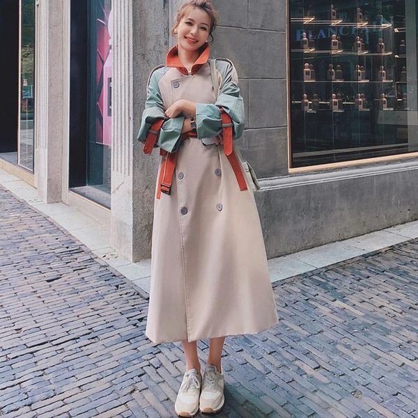 women's trench coats autumn/winter personality stitching retro patchwork coat lapel long sleeve high belt with bow luxury, Tan;black
women's trench coats autumn/winter personality stitching retro patchwork coat lapel long sleeve high belt with bow luxury, Tan;black