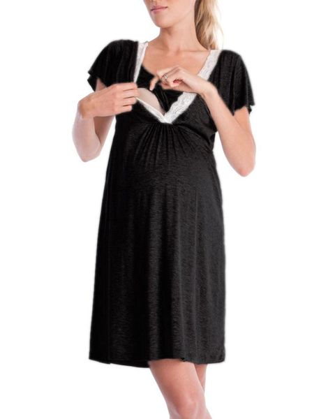 women's maternity dress lace stitching multifunctional mother breastfeeding dresses, White
women's maternity dress lace stitching multifunctional mother breastfeeding dresses, White