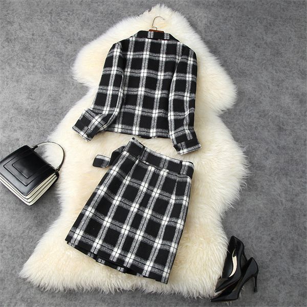 two piece dress autumn runway 2 elegant girly ensemble long plaid retro woolen jacket and casual twinset suit skirt kumo, White
two piece dress autumn runway 2 elegant girly ensemble long plaid retro woolen jacket and casual twinset suit skirt kumo, White